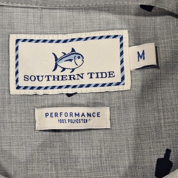 Southern Tide SZ M Nautical Bottles Dock Sport Shirt Blue Button Up Long Sleeve - Picture 5 of 11